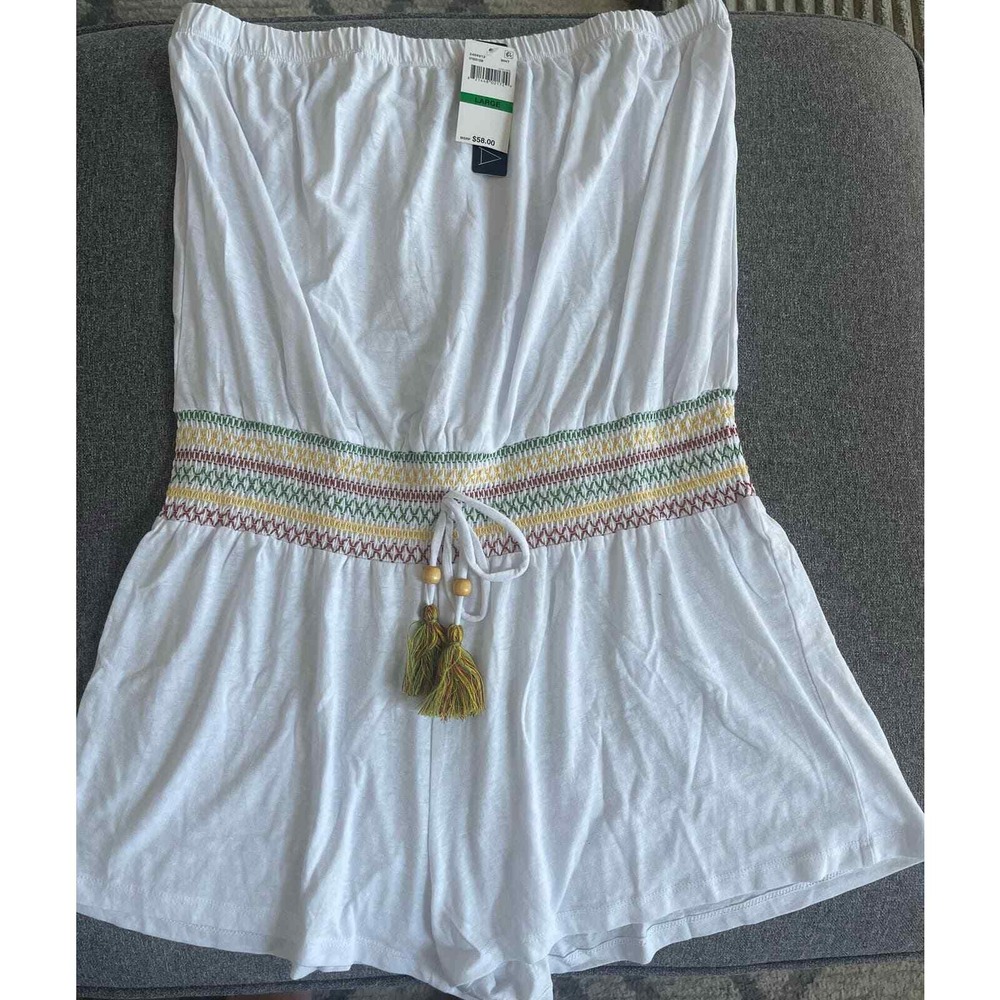 Soluna Swim Strapless White Romper Cover Up Size Large - Picture 5 of 6